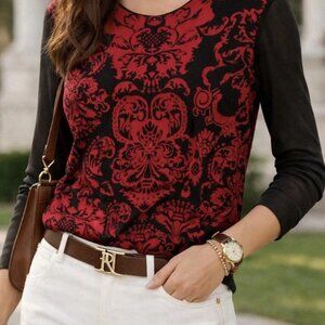 Petit Pois by Viviana G Velvet Feel Sheer Arms Popover Whimsy Goth NO SIZE TAG M